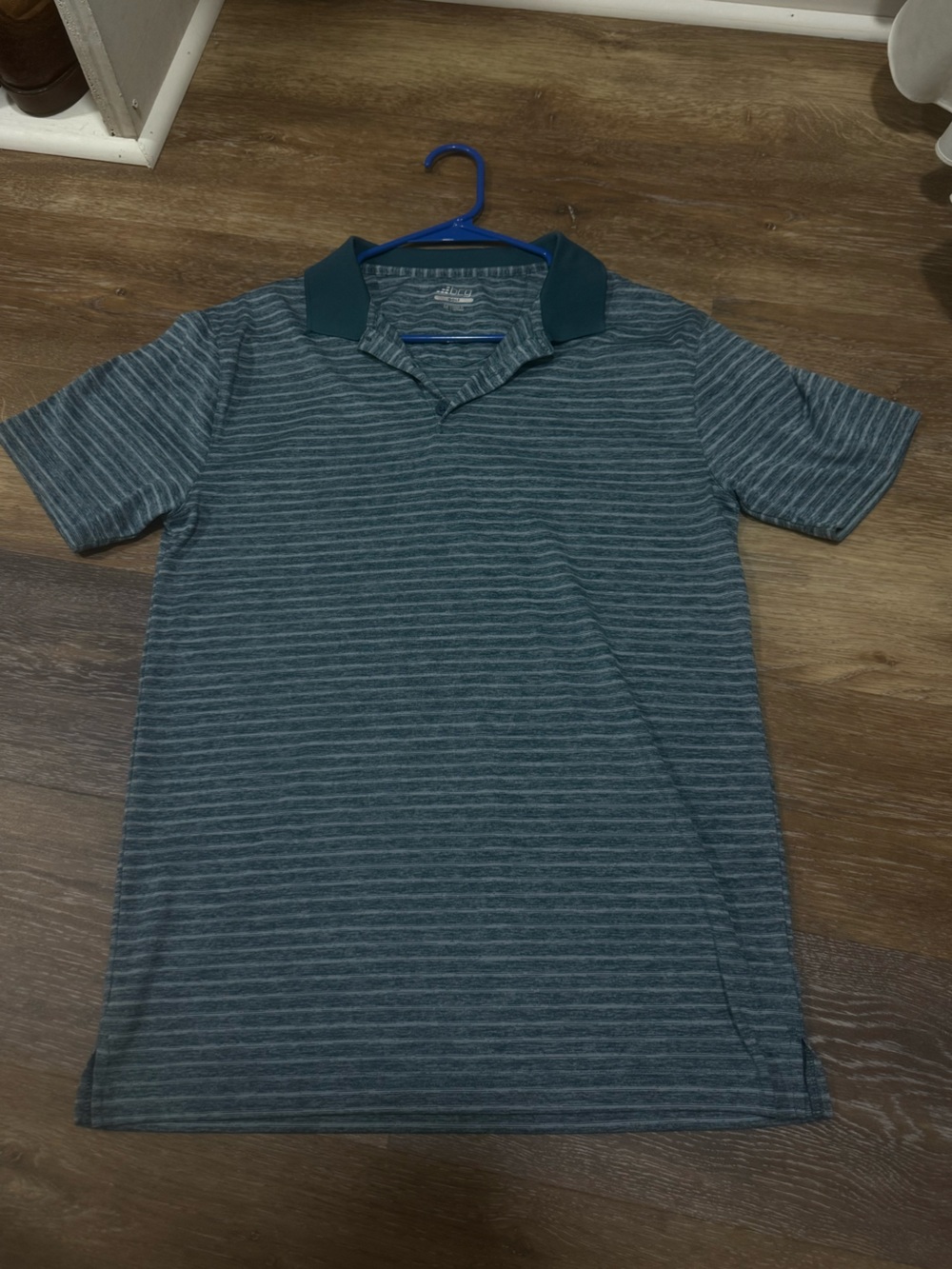 bcg Men's Short-Sleeve Striped Polo - Teal and Dark Teal